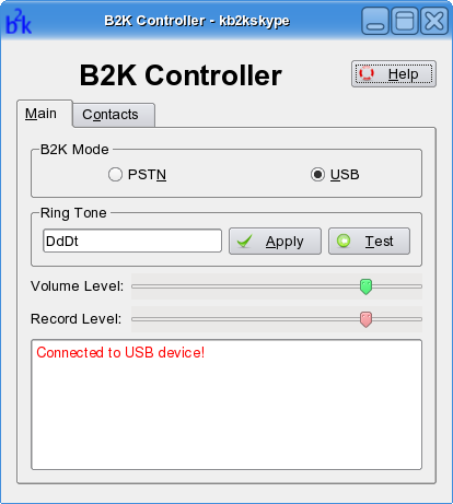 Figure 2: Main window of kb2kskype